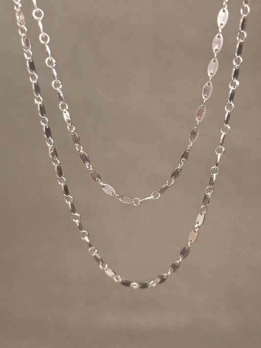 90 cm Gümüş Oval Pullu Zincir Kolye
