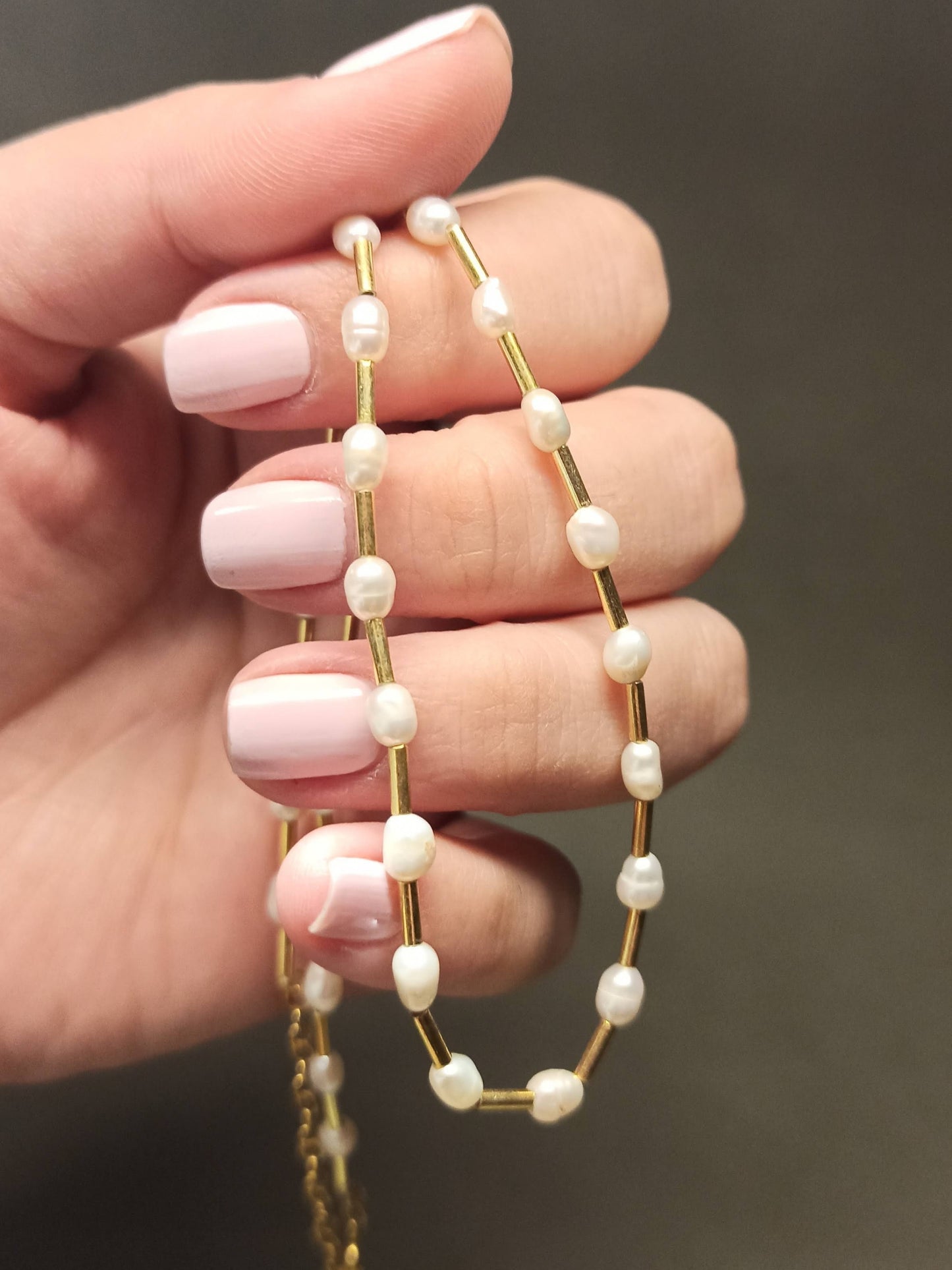 Gümüş Barok İncili Kolye - Altın Kaplamalı