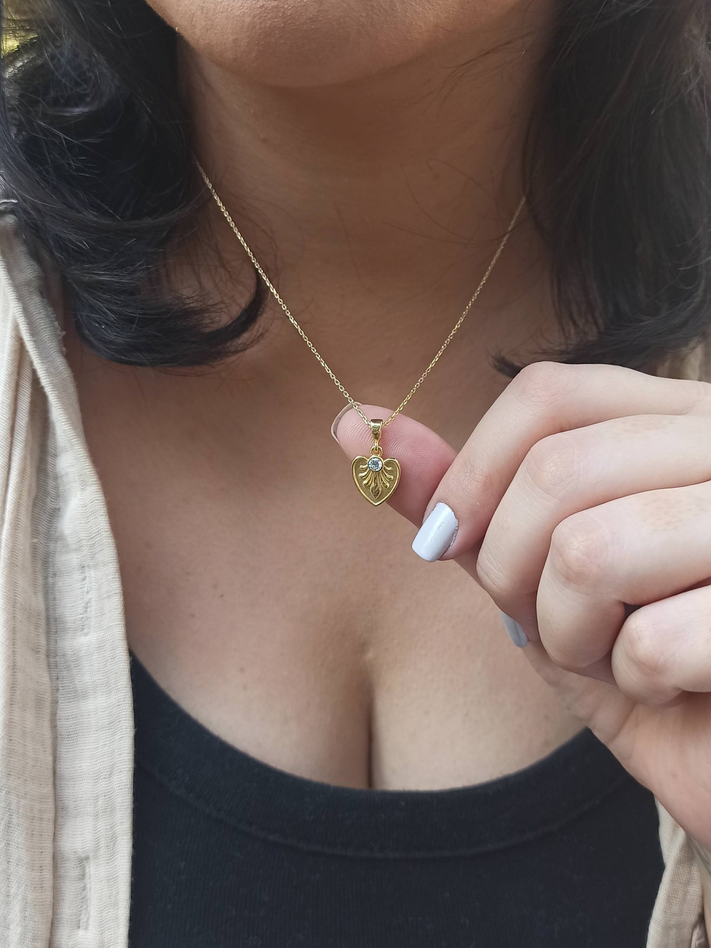 Vintage Stil Altın Kalp Kolye