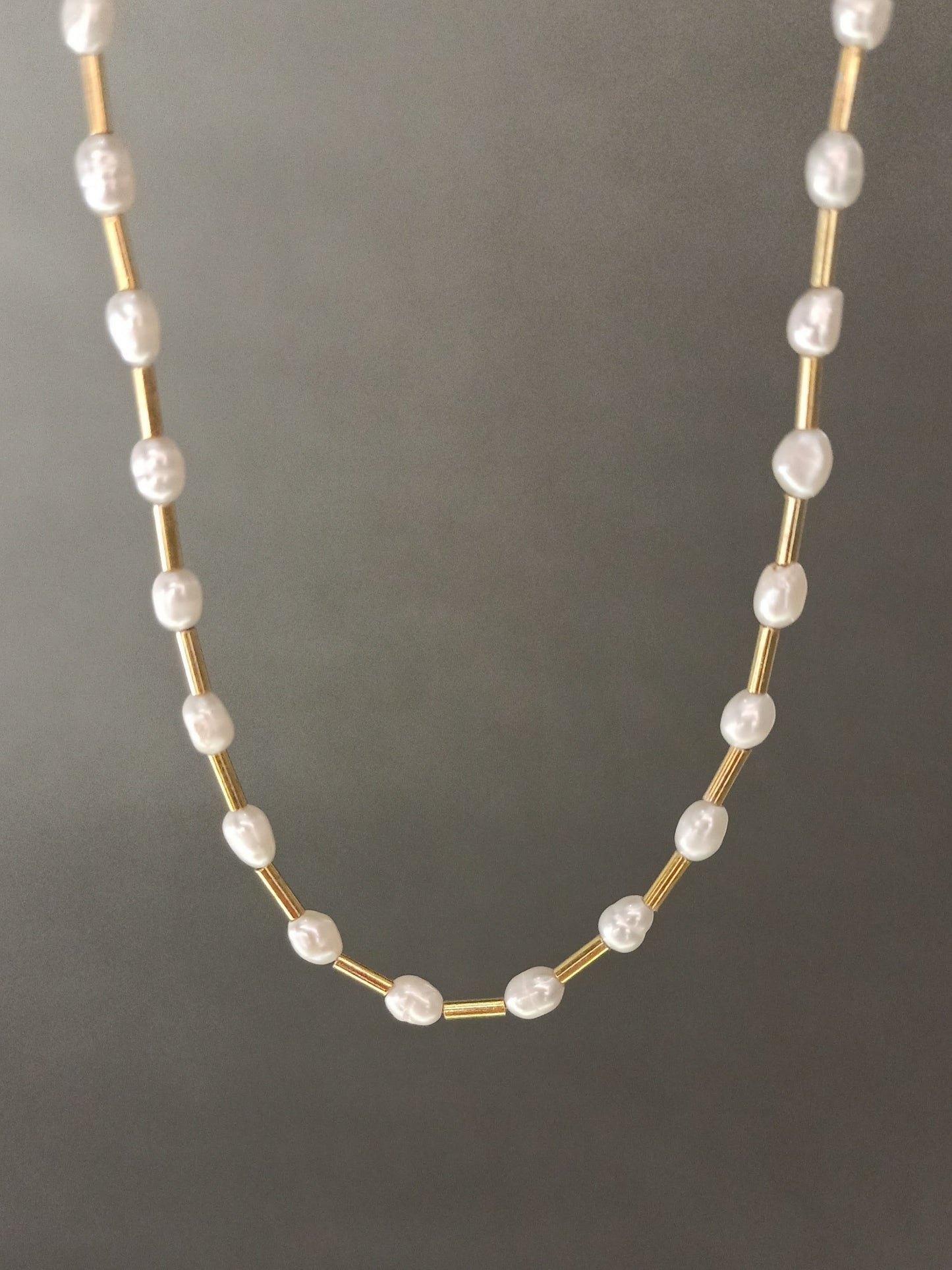 Gümüş Barok İncili Kolye - Altın Kaplamalı