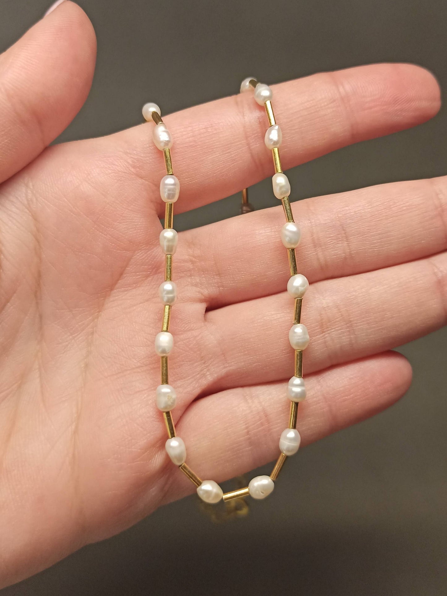 Gümüş Barok İncili Kolye - Altın Kaplamalı