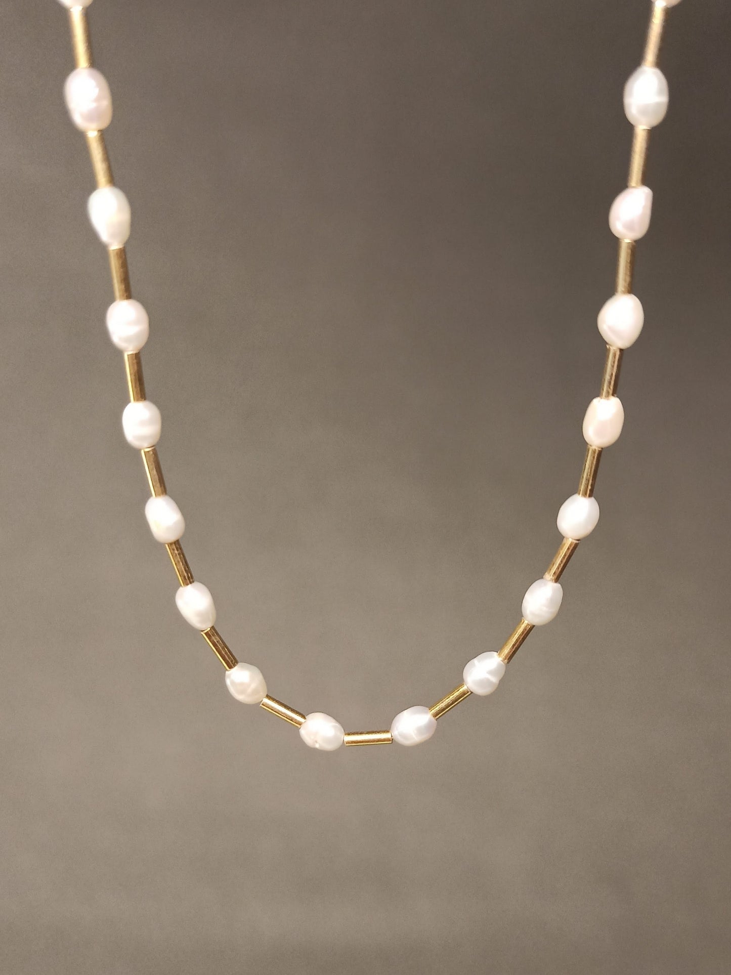 Gümüş Barok İncili Kolye - Altın Kaplamalı