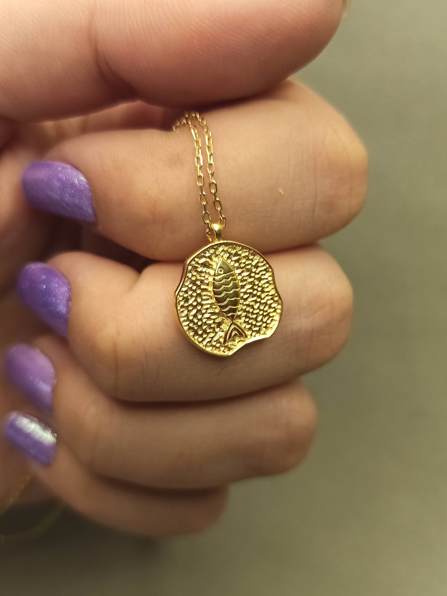 Gümüş Madalyon Balık Kolye - Bereket Kolyesi