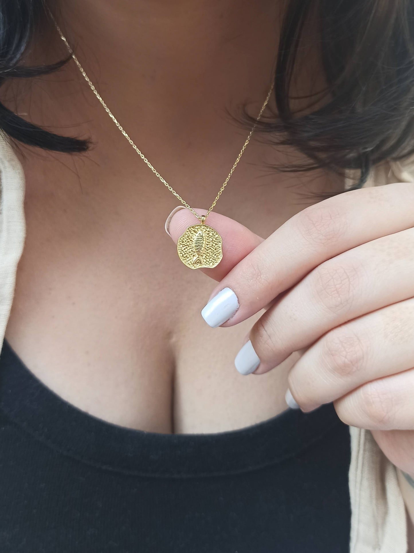 Gümüş Madalyon Balık Kolye - Bereket Kolyesi