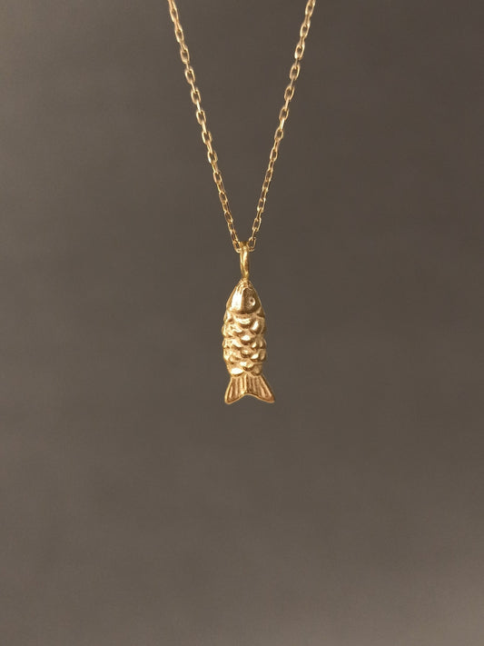 Altın Mini Balık Kolye - Gümüş Bereket Kolyesi