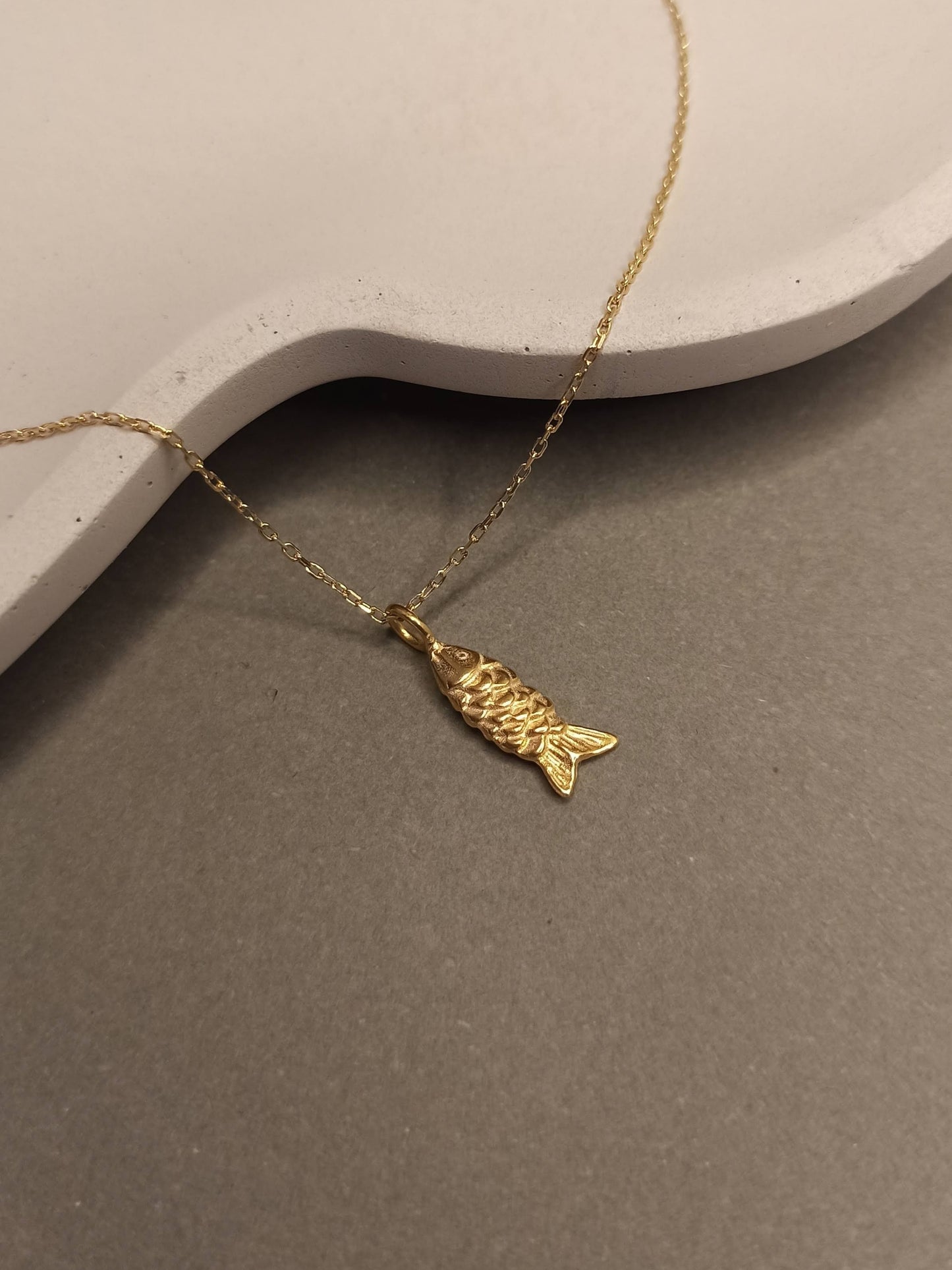 Altın Mini Balık Kolye - Gümüş Bereket Kolyesi