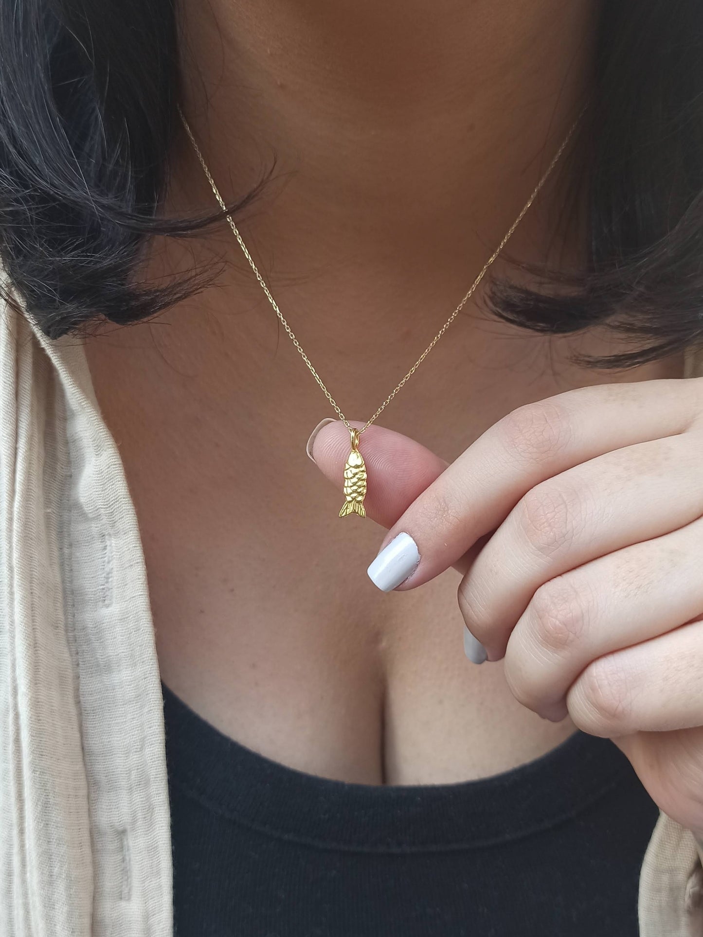 Altın Mini Balık Kolye - Gümüş Bereket Kolyesi