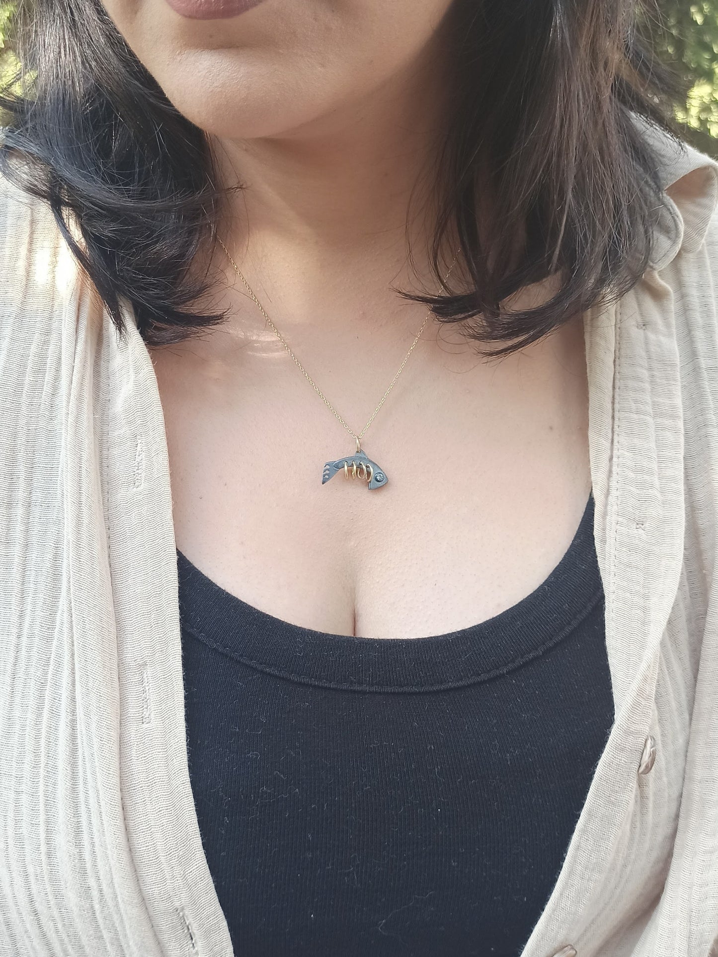 Gümüş Balık Kılçığı Kolye - Bereket Kolyesi