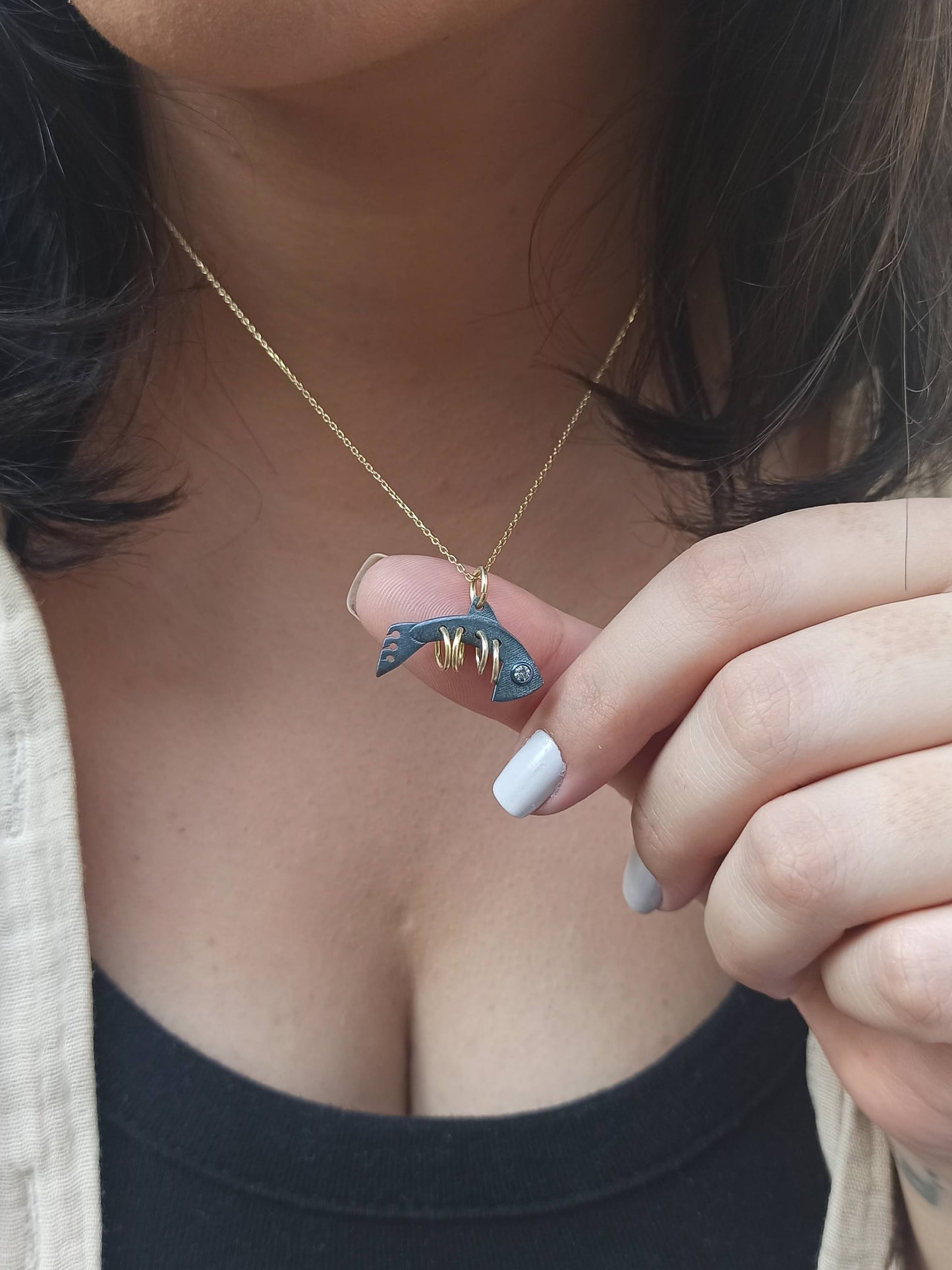 Gümüş Balık Kılçığı Kolye - Bereket Kolyesi