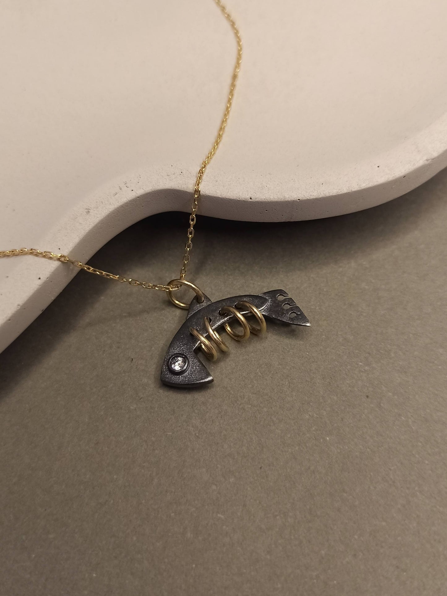 Gümüş Balık Kılçığı Kolye - Bereket Kolyesi