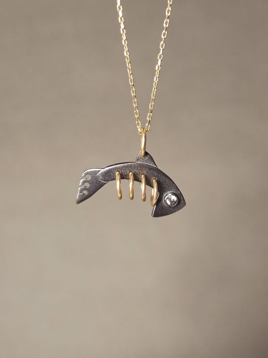 Gümüş Balık Kılçığı Kolye - Bereket Kolyesi