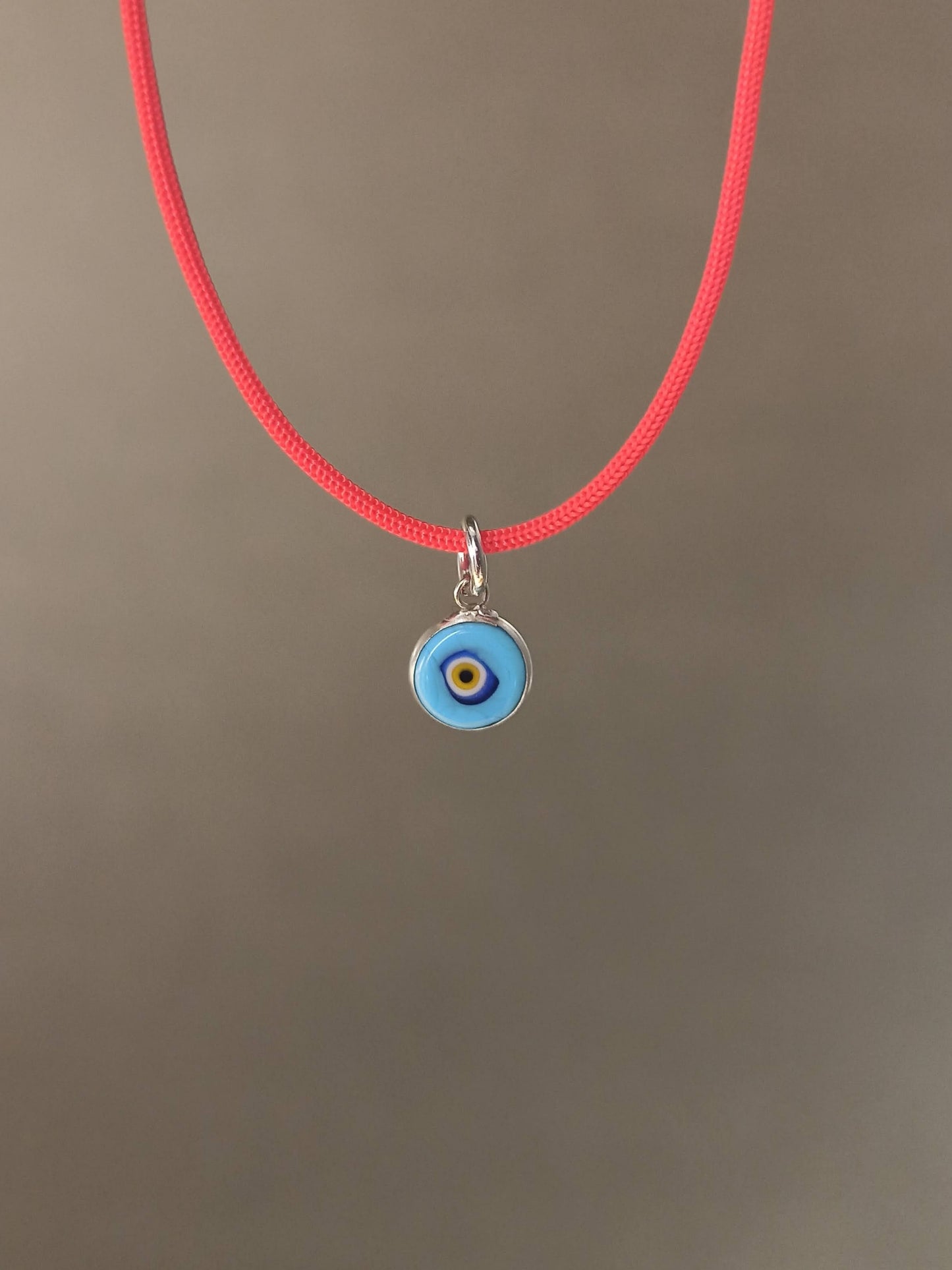 Nazar Boncuklu Kırmızı İp Kolye, 925 Gümüş Altın Kaplama