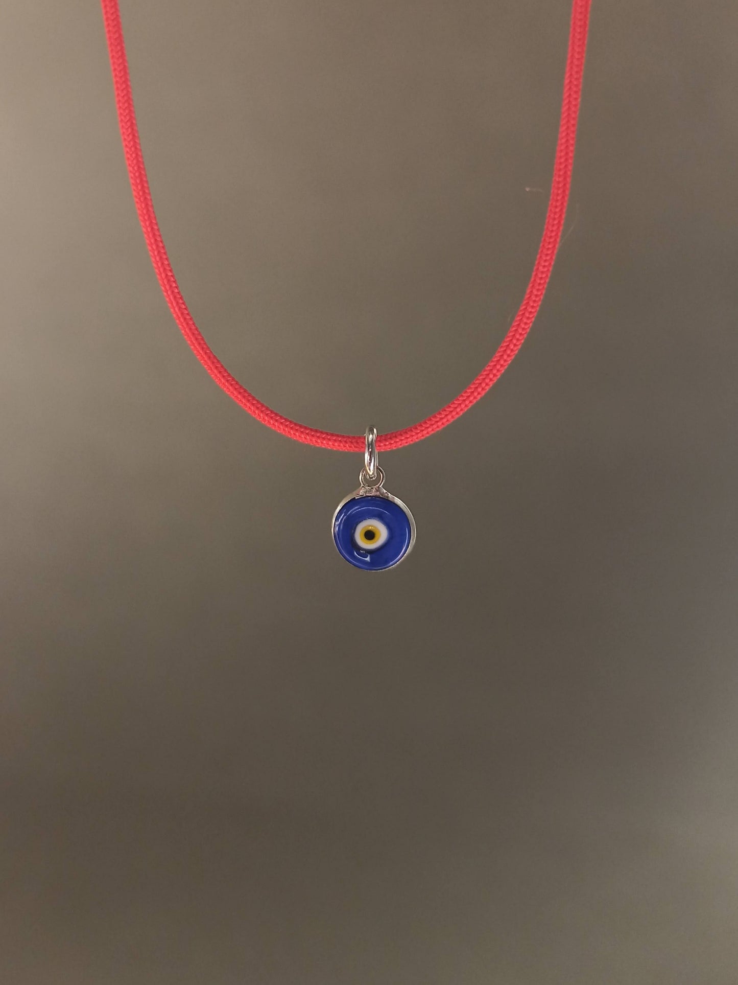 Nazar Boncuklu Kırmızı İp Kolye, 925 Gümüş Altın Kaplama