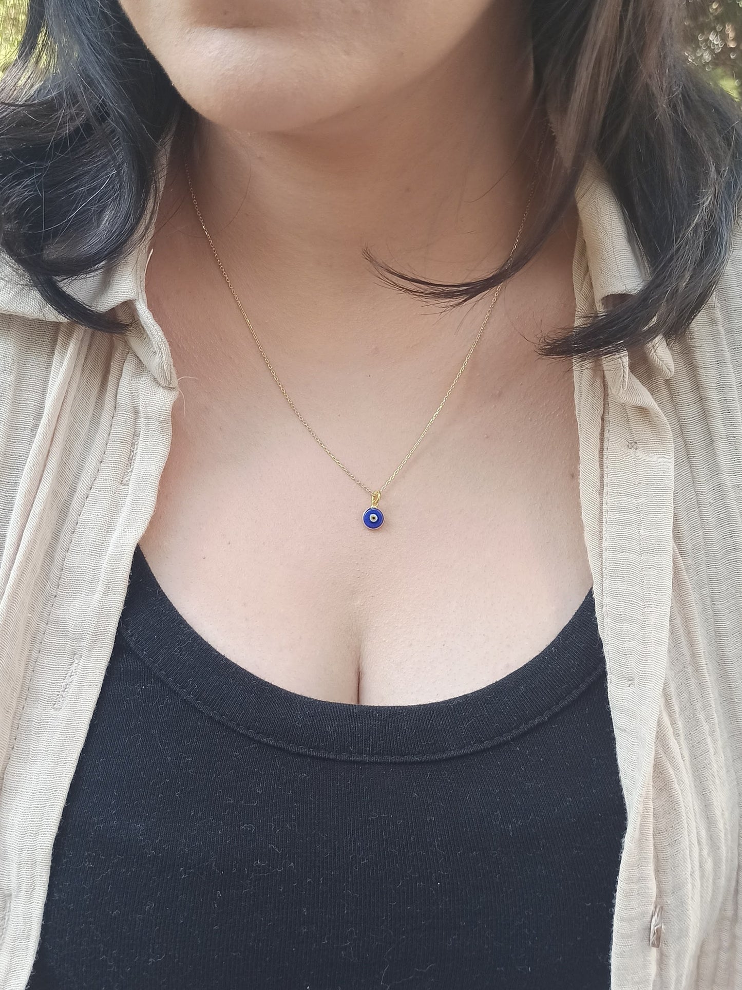 Gümüş Nazar Boncuğu Kolye, Altın Kaplama