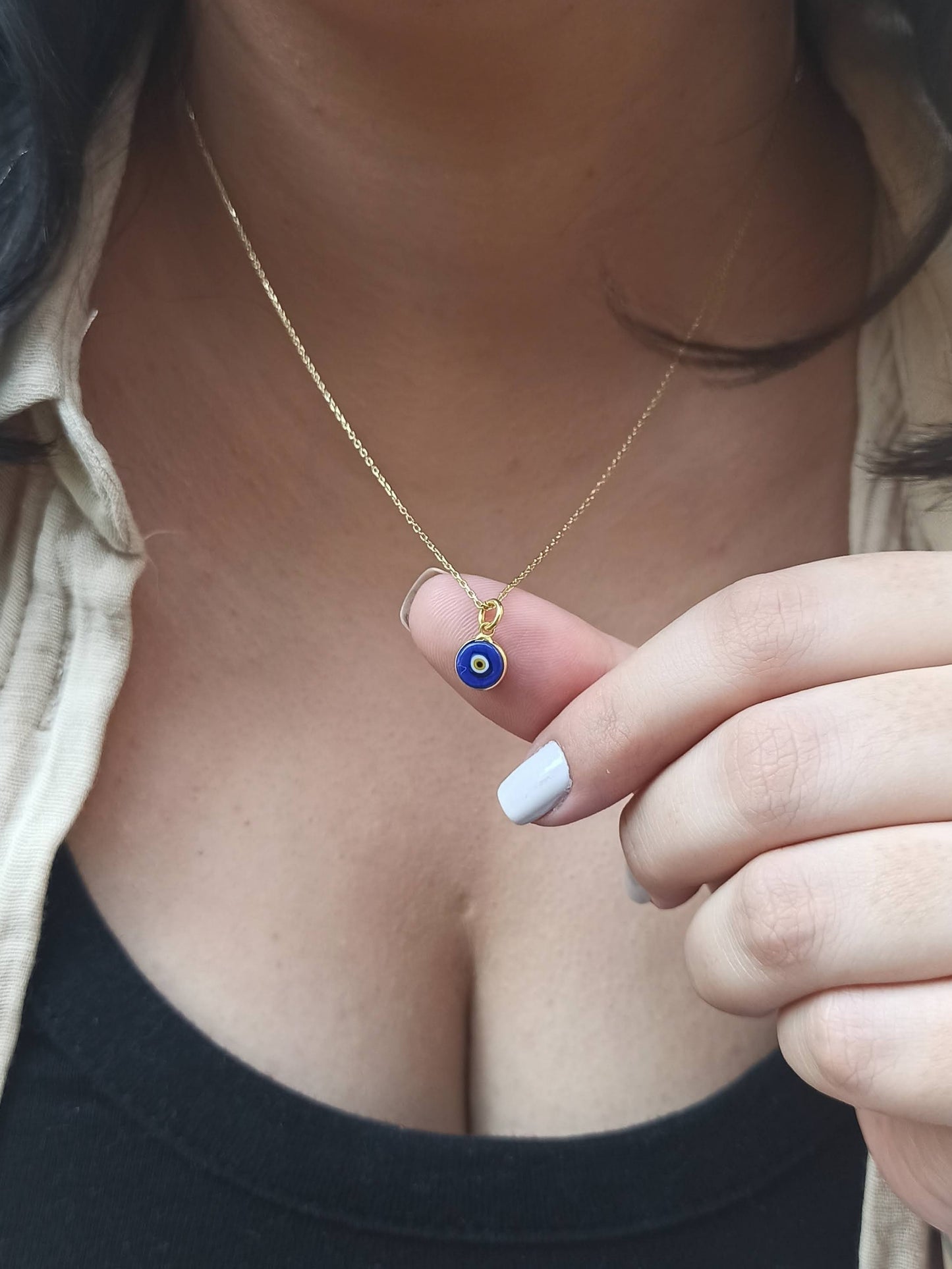 Gümüş Nazar Boncuğu Kolye, Altın Kaplama