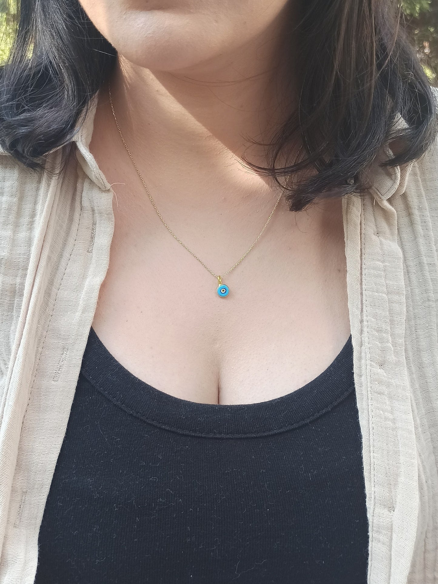 Gümüş Nazar Boncuğu Kolye, Altın Kaplama