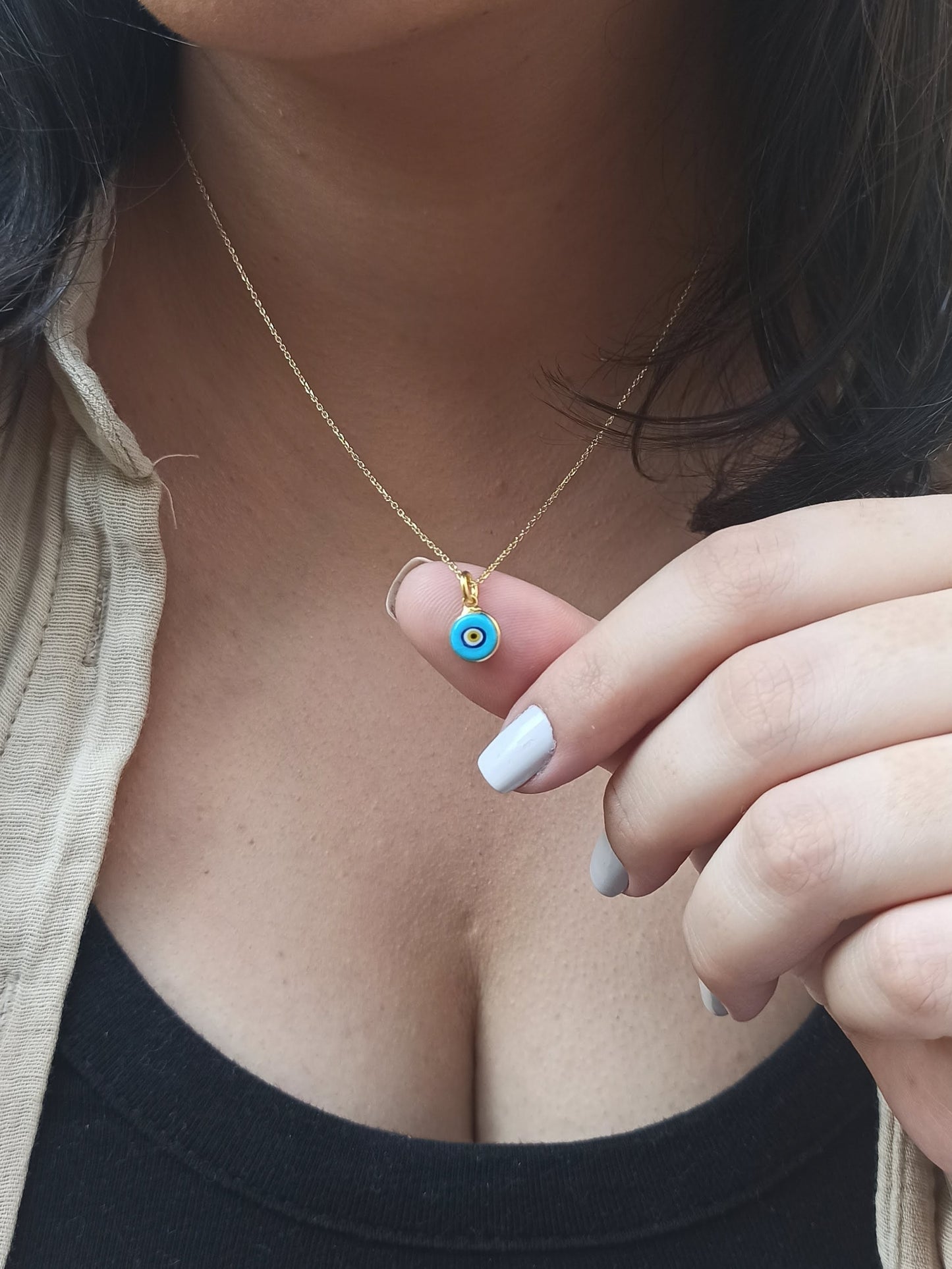 Gümüş Nazar Boncuğu Kolye, Altın Kaplama