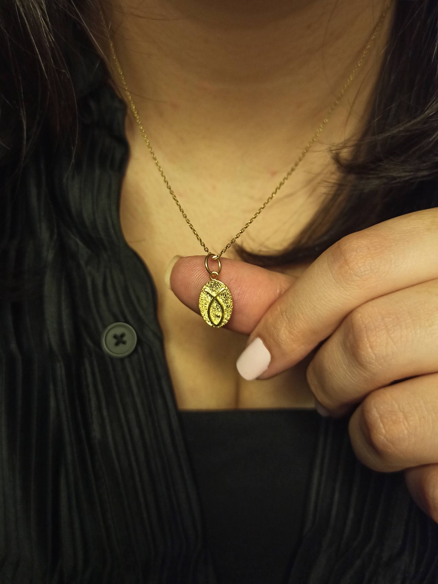 Gümüş Mini Madalyon Balık Kolye