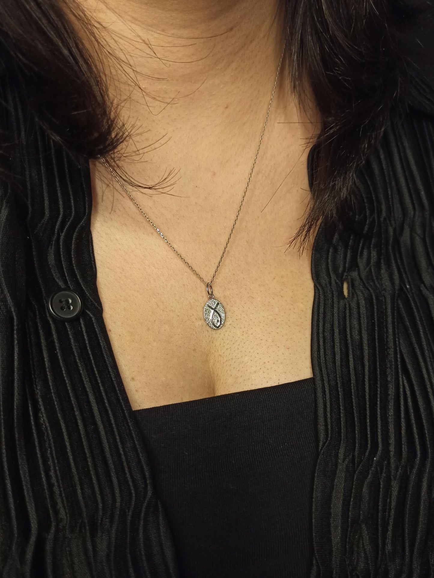 Gümüş Mini Madalyon Balık Kolye