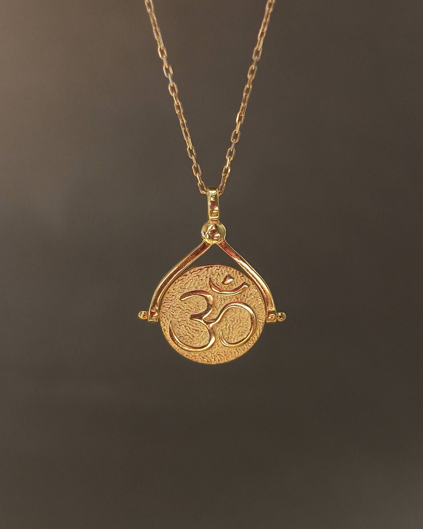 925 Ayar Gümüş Om Lotus Kolye, Çift Taraflı Dönen Kolye Ucu