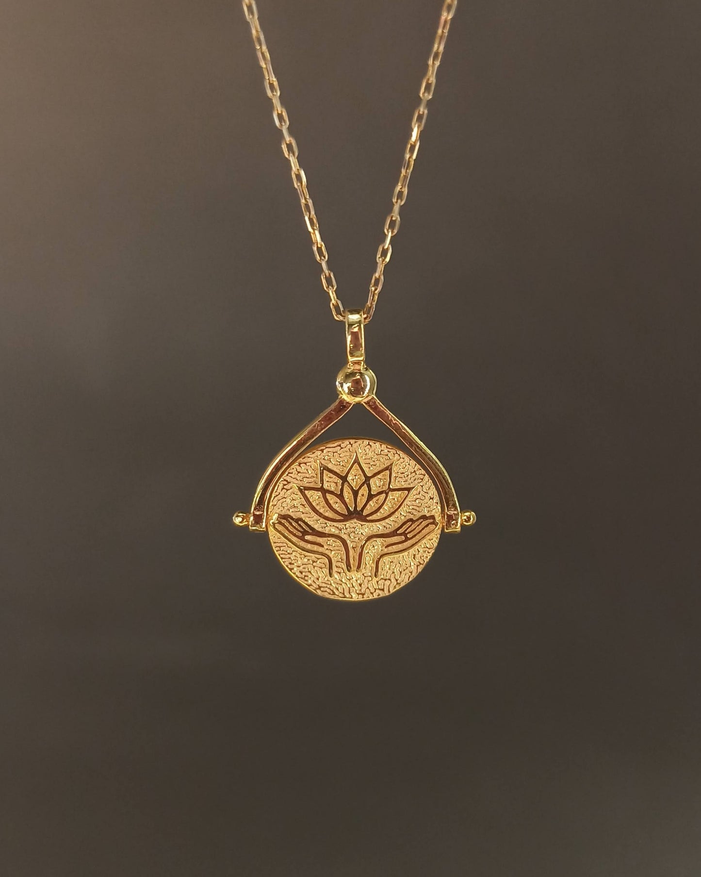 925 Ayar Gümüş Om Lotus Kolye, Çift Taraflı Dönen Kolye Ucu