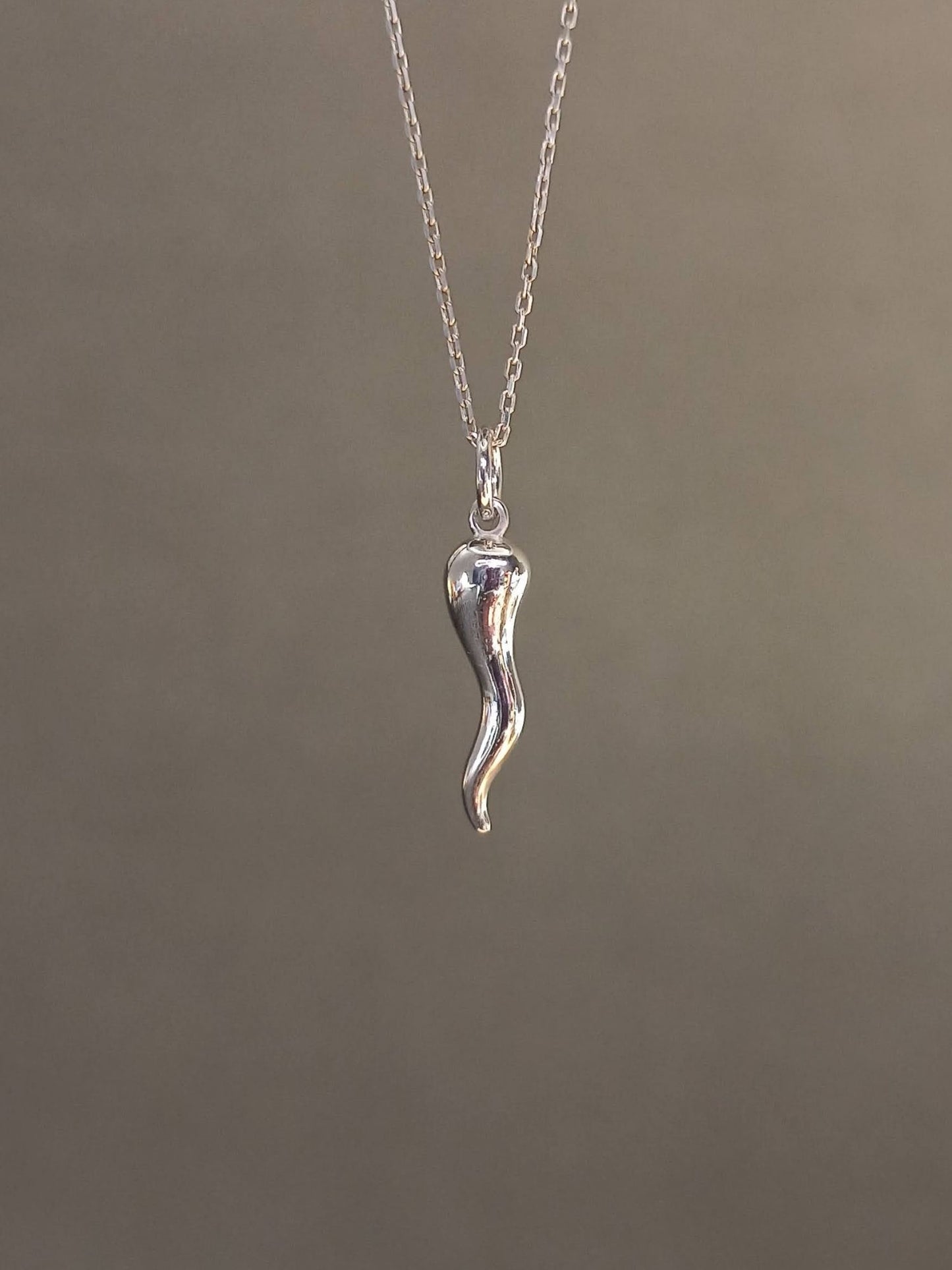 Gümüş Cornicello Kolye (İtalyan Şans Boynuzu)