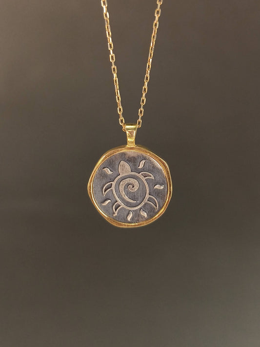 Spiral Gümüş Kaplumbağa Kolye