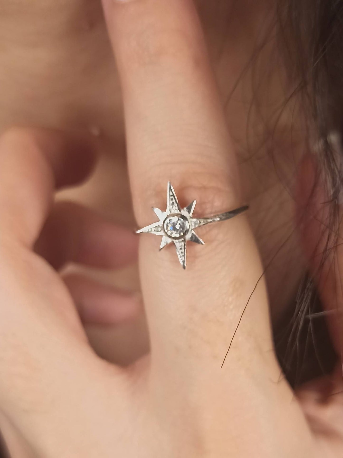 Zirkon Taşlı Kutup Yıldızı Yüzük, Ayarlanabilir