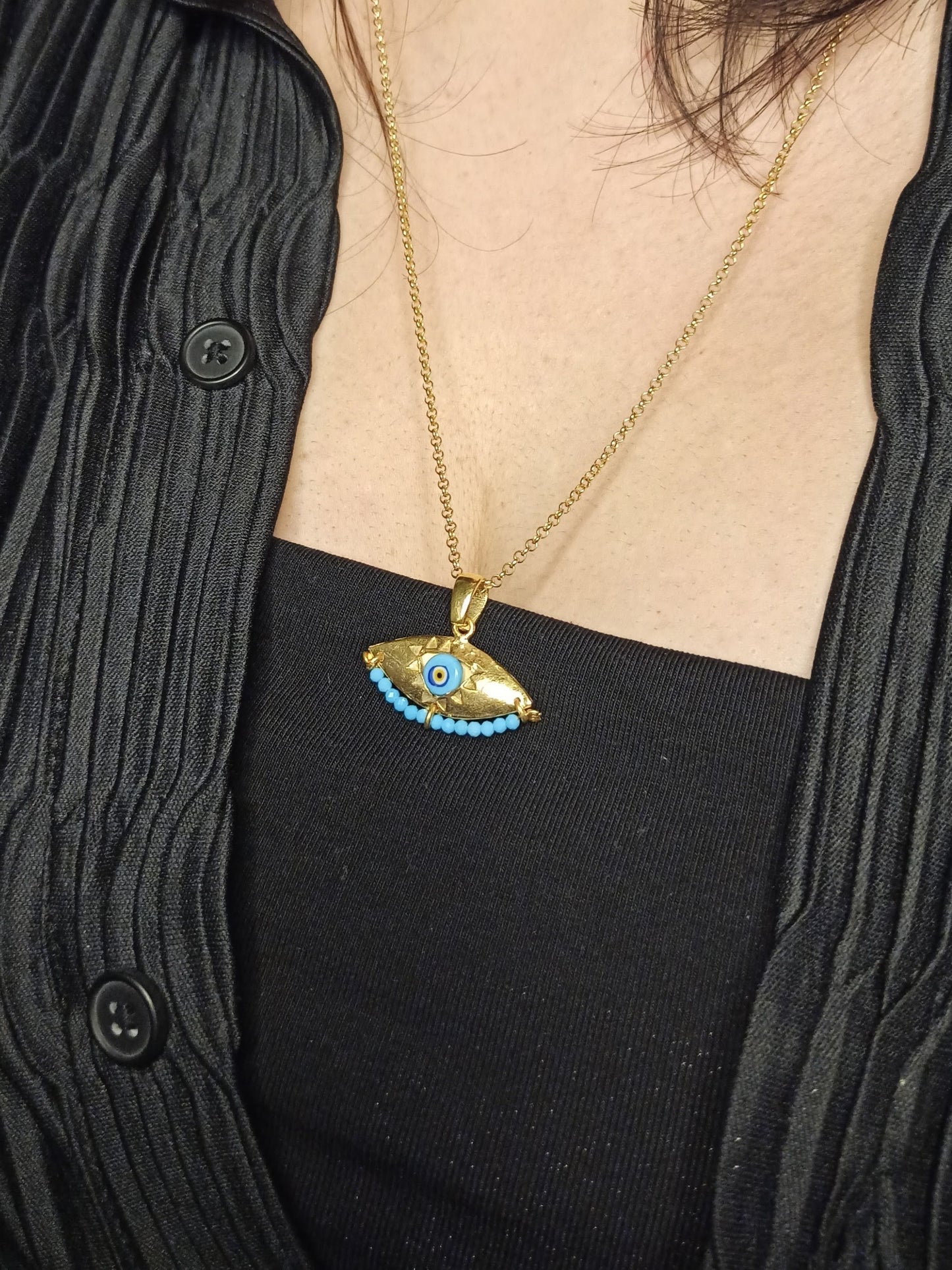 El Yapımı Nazarlık Gümüş Kolye