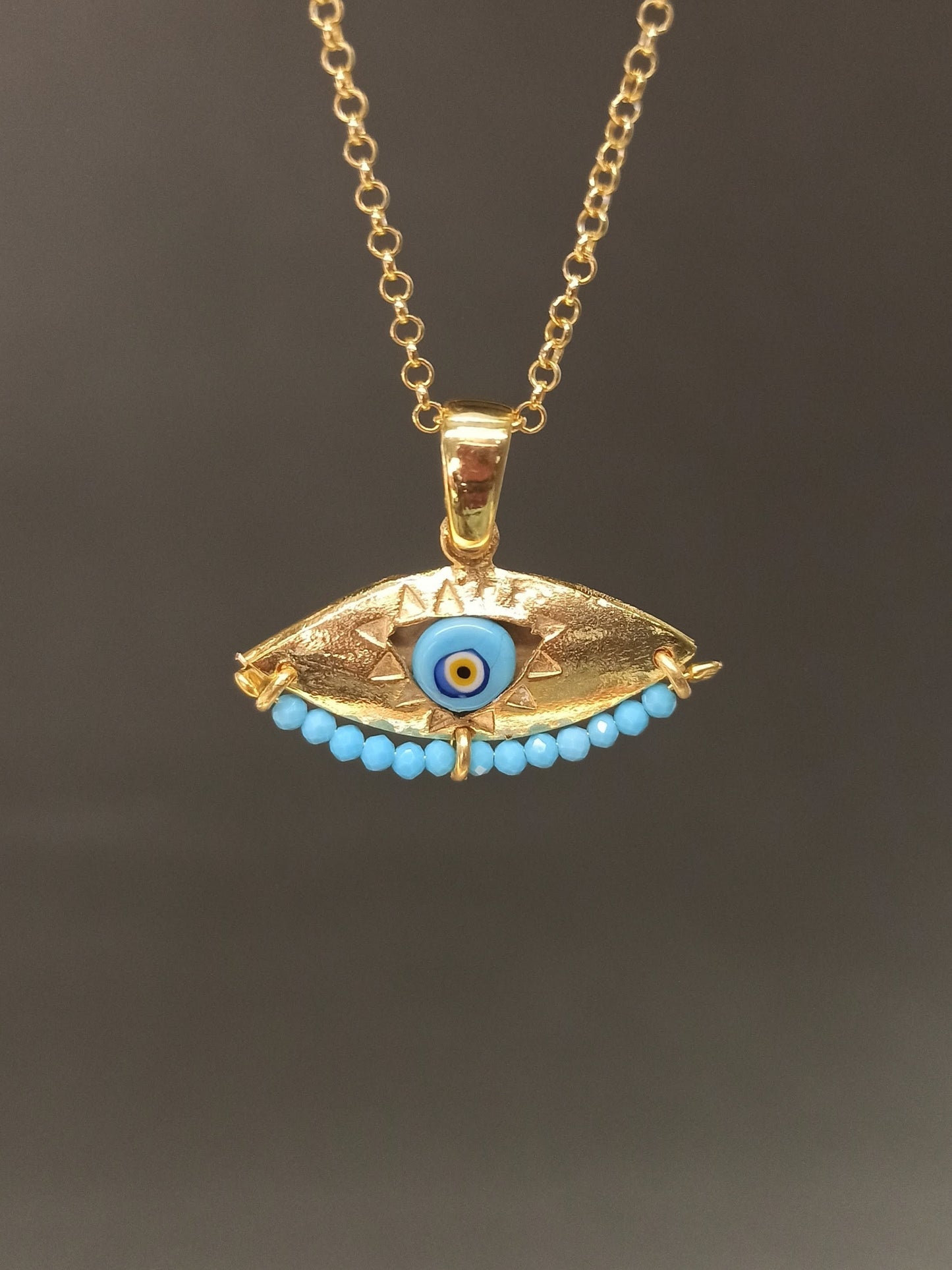 El Yapımı Nazarlık Gümüş Kolye