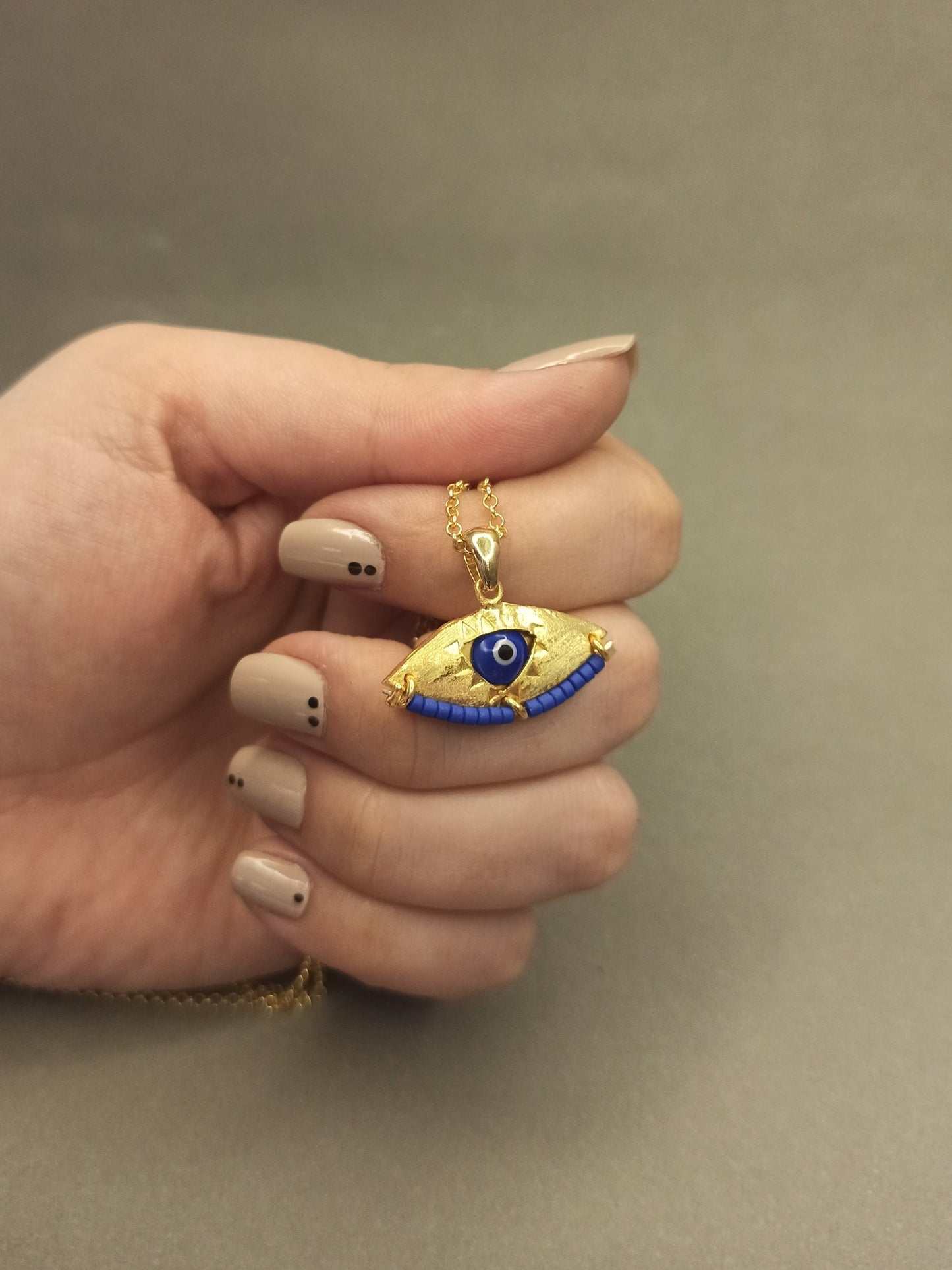 El Yapımı Nazarlık Gümüş Kolye