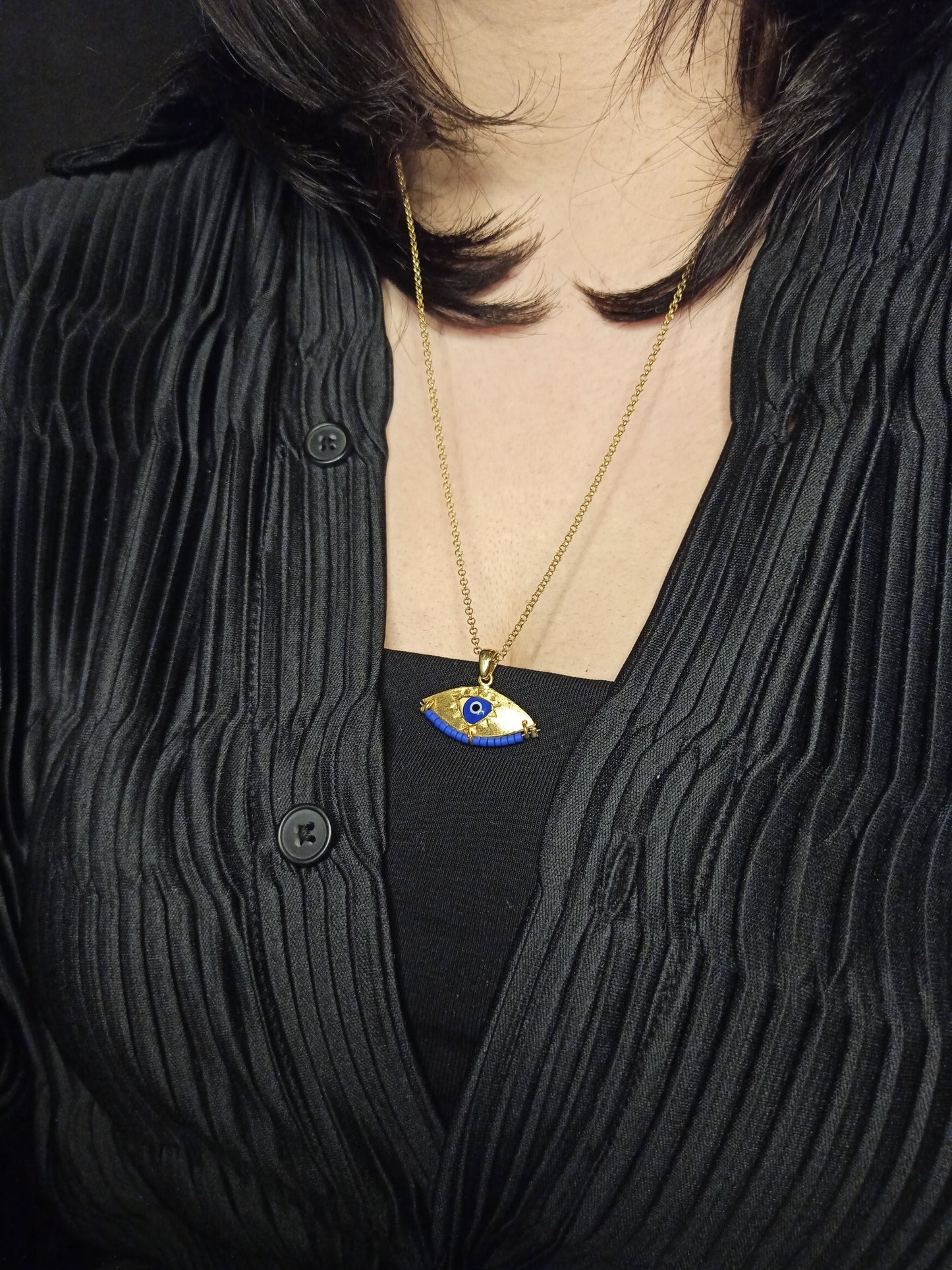 El Yapımı Nazarlık Gümüş Kolye