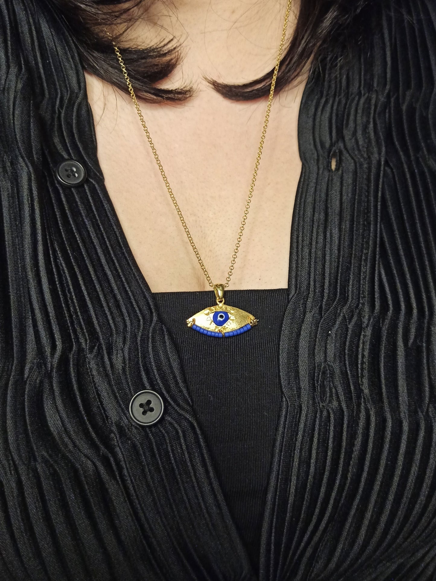 El Yapımı Nazarlık Gümüş Kolye