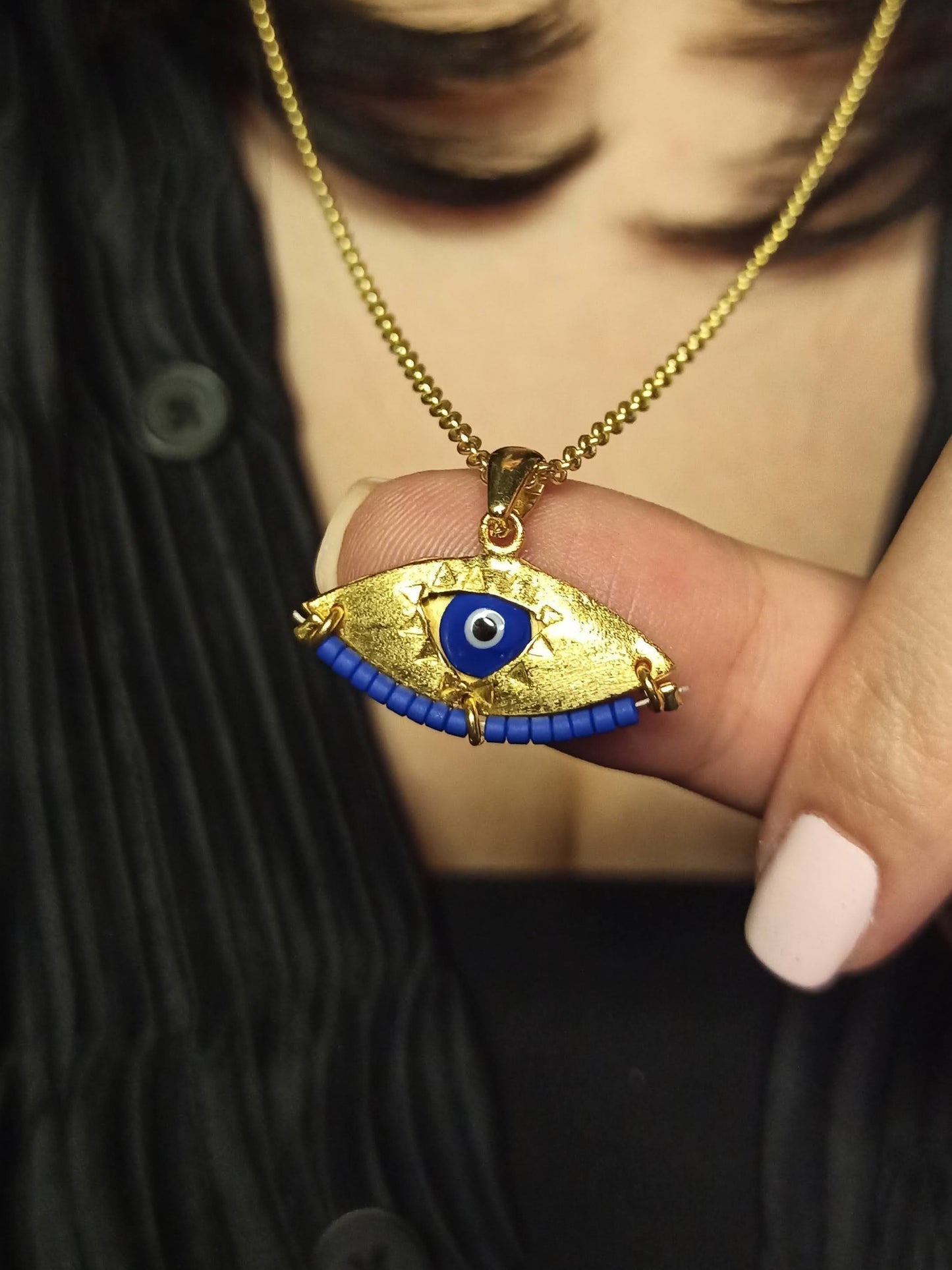 El Yapımı Nazarlık Gümüş Kolye