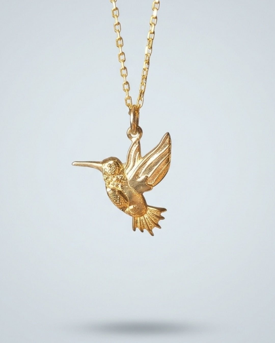 Gümüş Sinek Kuşu Kolye, Minimalist Kolibri Kolye