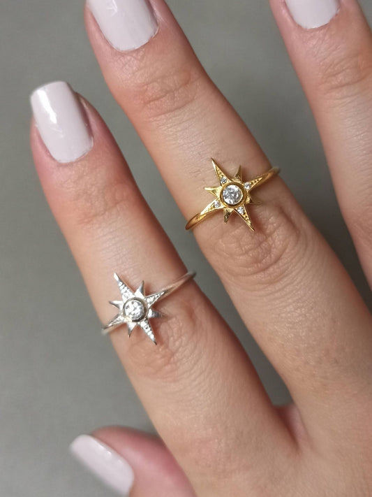 Zirkon Taşlı Kutup Yıldızı Yüzük, Ayarlanabilir