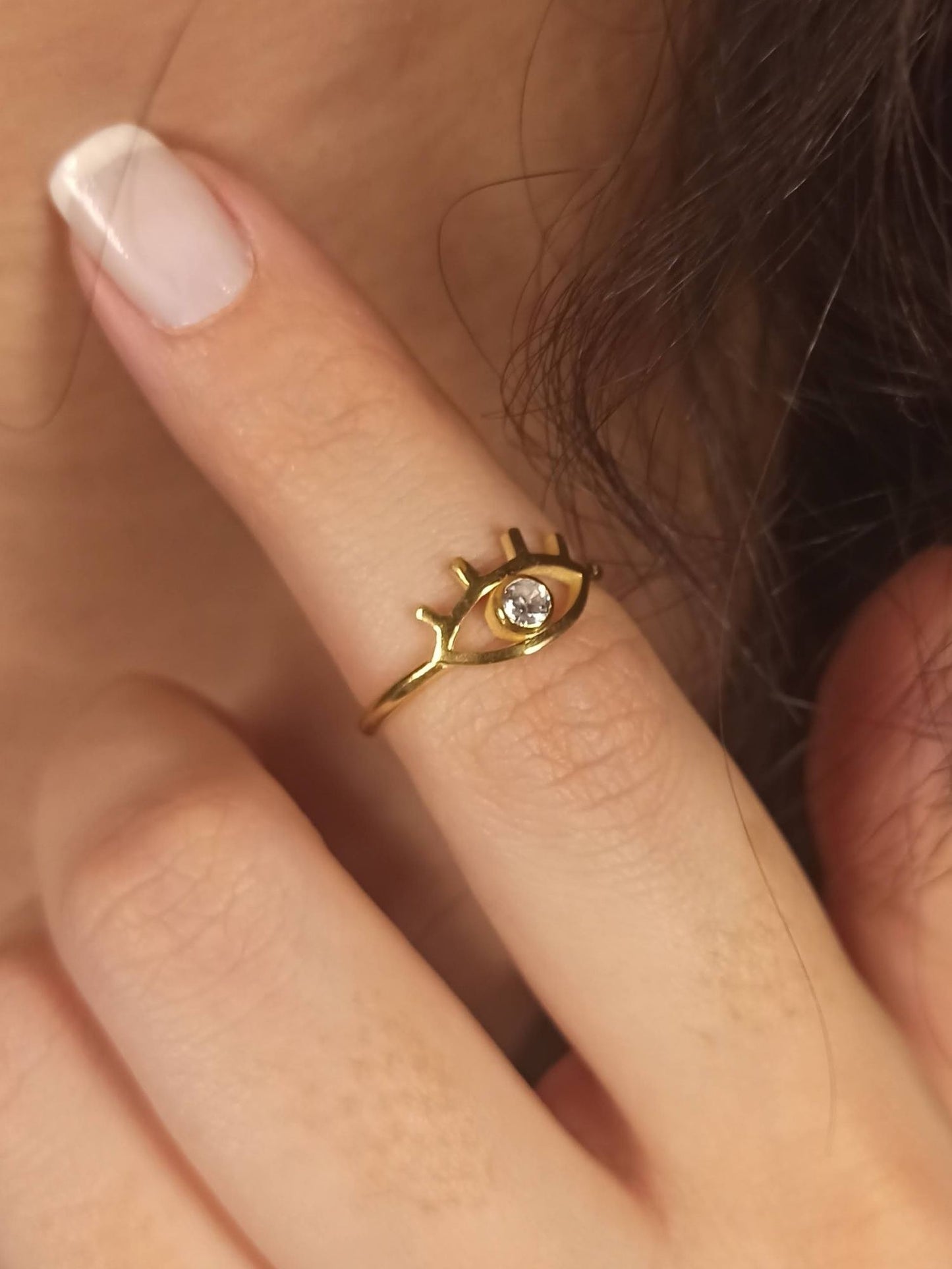 Minimalist Gümüş Göz Yüzük, Ayarlanabilir