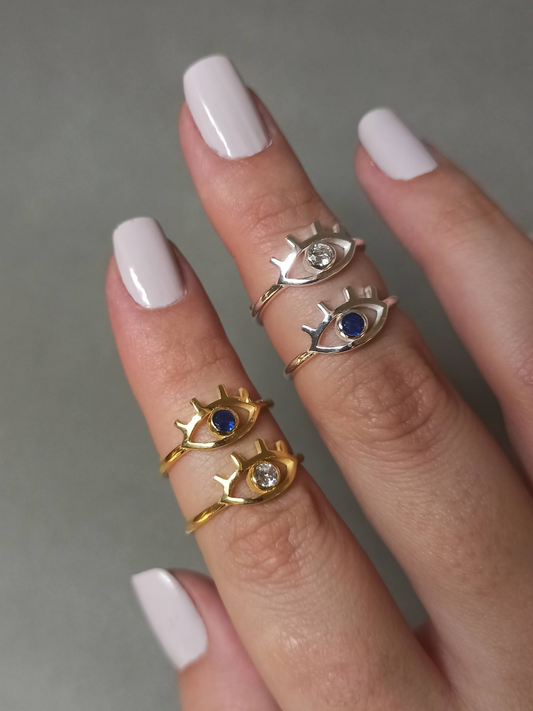 Minimalist Gümüş Göz Yüzük, Ayarlanabilir