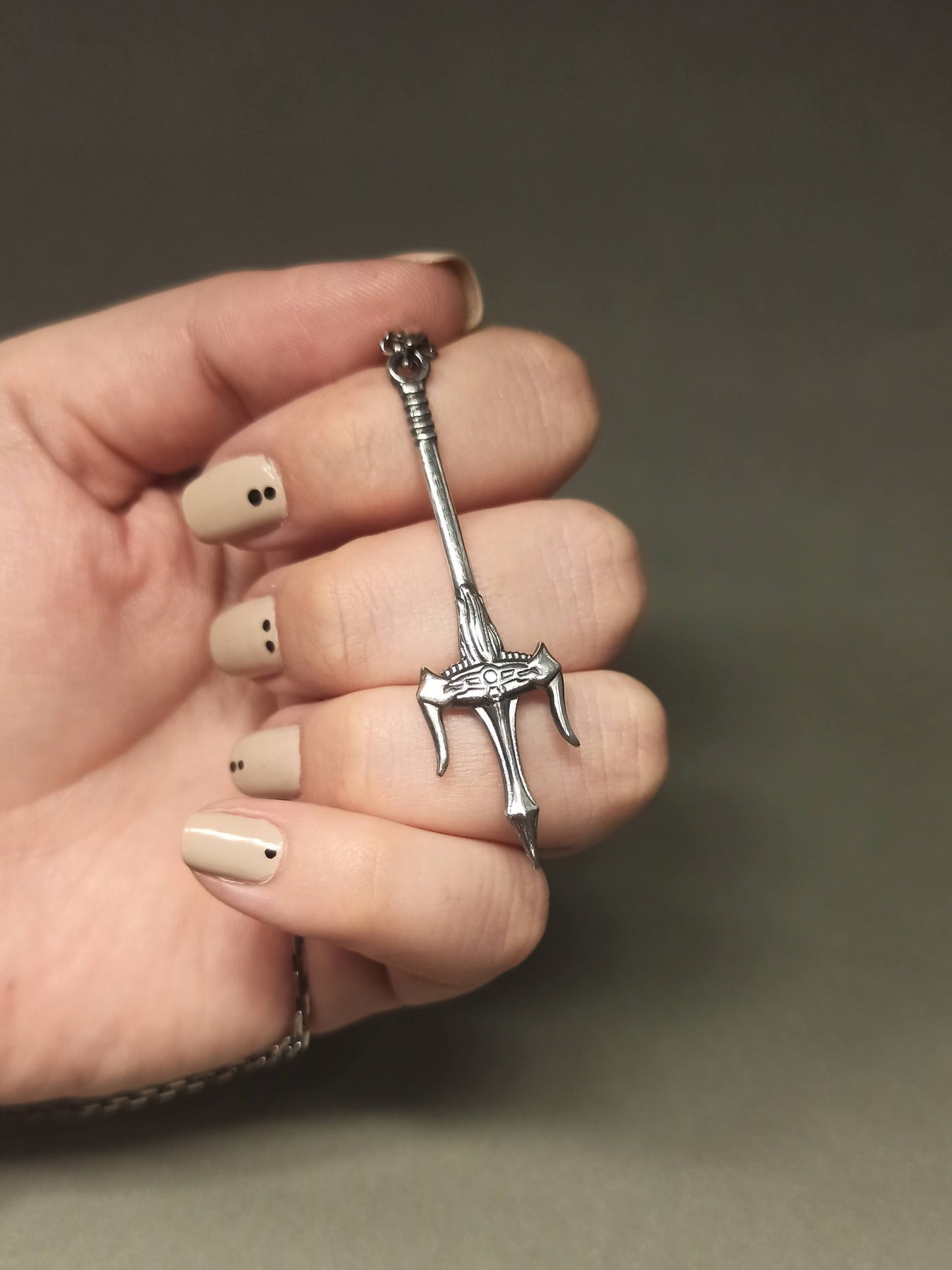 Gümüş Trident Poseidon Erkek Kolye