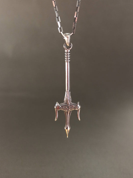 Gümüş Trident Poseidon Erkek Kolye