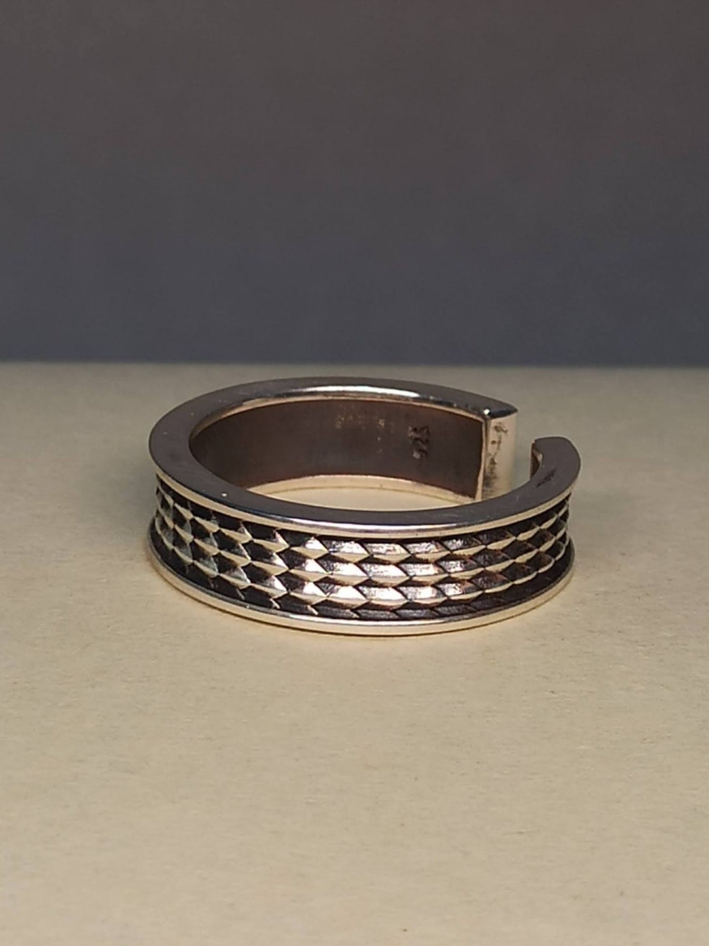 Gümüş Ejderha Derisi Yüzük, Ayarlanabilir Motifli Erkek Yüzüğü